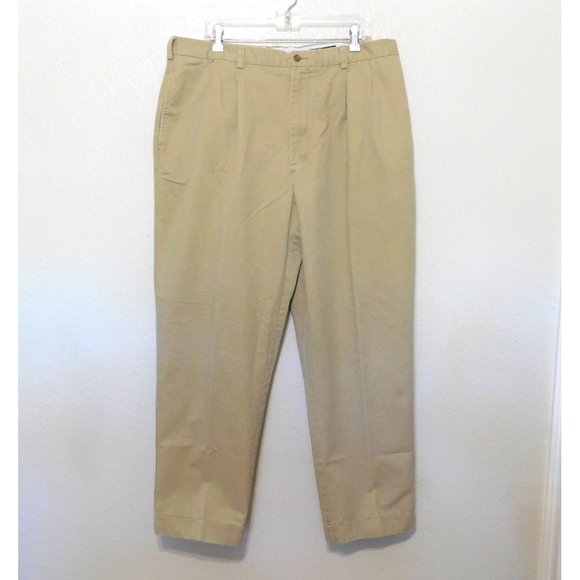 Daniel Cremieux Classics Chinos 40x31 Khaki Tan Pants Pleated Cuffed 100% Cotton - Picture 6 of 9